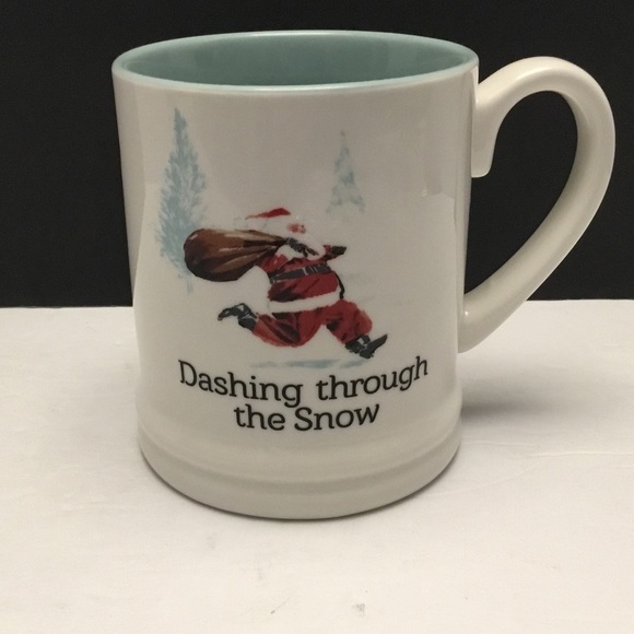 New threshold Santa dashing through the snow mug